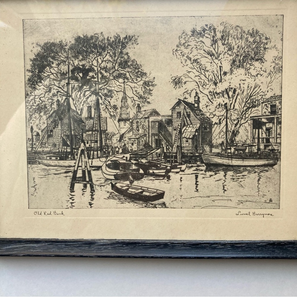 Vintage Framed Black & White Etching by Lionel Barrymore - Picture 3 of 6